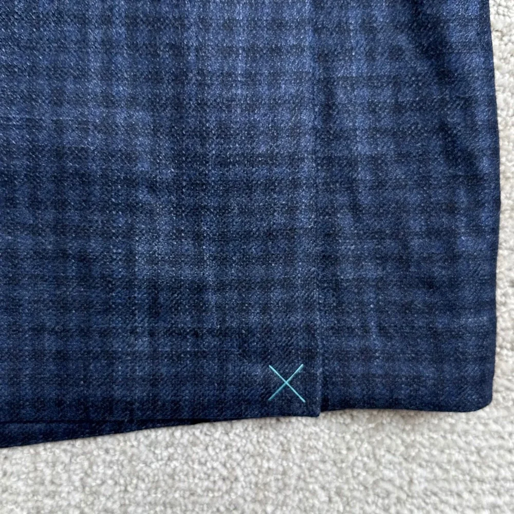 NEW Peter Millar Mens 42L Crown Crafted Navy Wool Silk Cashmere Check Blazer